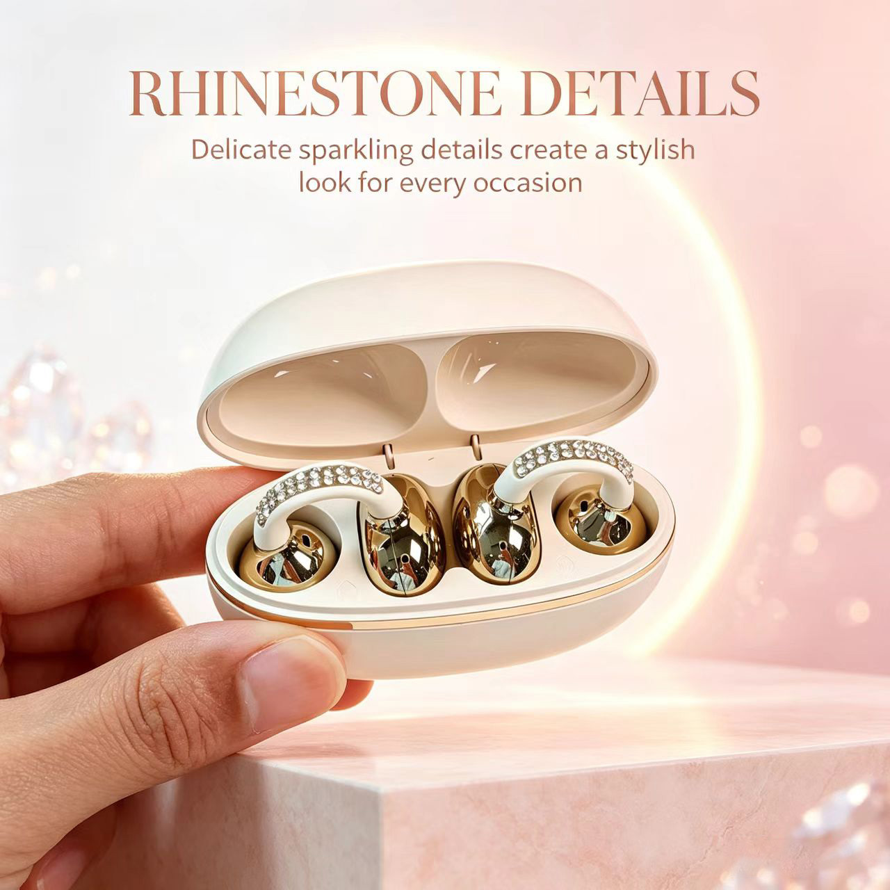 Rhinestone Open Ear Clip Wirel - огляд і ціна Sleep Mask Headphones Bluetooth