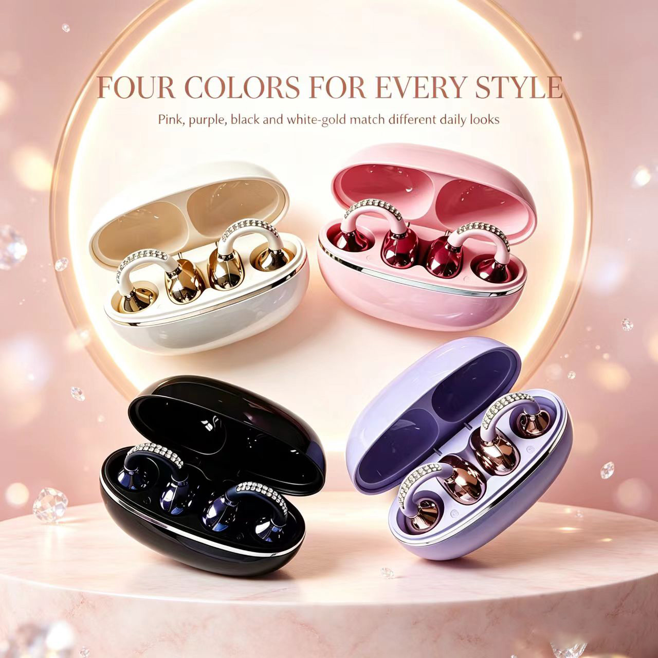Rhinestone Open Ear Clip Wirel - огляд і ціна Sleep Mask Headphones Bluetooth