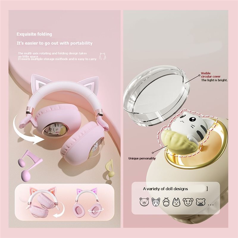 Foldable Bluetooth 5.3 Wireles - огляд і ціна Cat Ear Bluetooth Headset Led